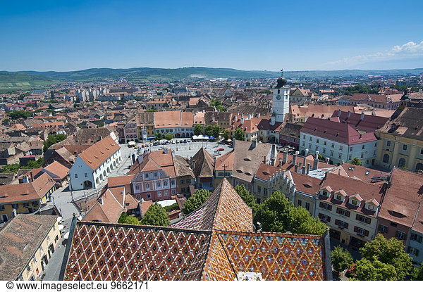 Ausblick über die Stadt  Hermannstadt  Rumänien  Europa