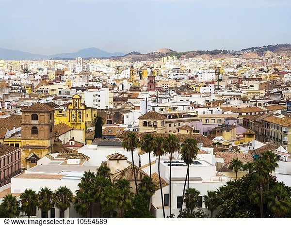 Ausblick von der Festung Alcazaba auf die Altstadt von Malaga  Provinz Málaga  Andalusien  Spanien  Europa