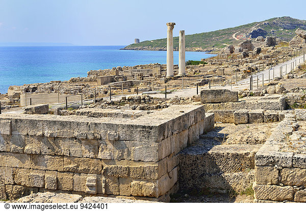 Ausgrabungen der antiken Stadt Tharros,  Sinis Halbinsel,  Provinz Oristano,  Sardinien,  Italien,  Europa