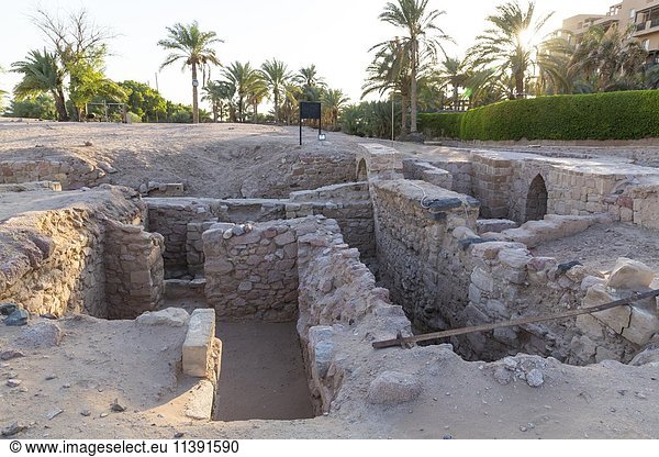 Ausgrabungsstätte der mittelalterlichen islamischen Stadt Ayla,  Aqaba,  Jordanien,  Asien
