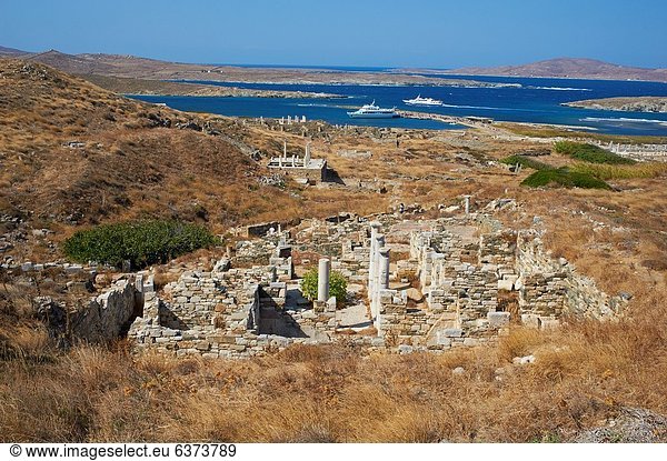 Ausgrabungsstätte Kykladen Ägäisches Meer Ägäis antik Delos Griechenland