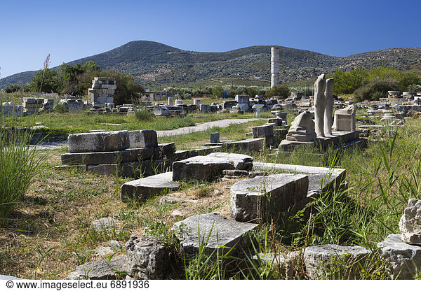 Ausgrabungsstätte  Säule  Ägäische Inseln  Griechenland  Samos