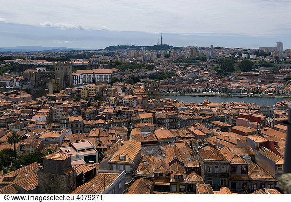 Aussicht mit roten Dächern  Porto  Portugal  Europa