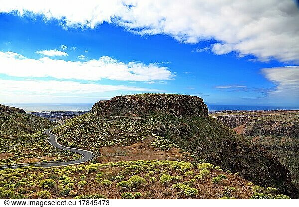 Aussichtspunkt Degollada de La Yegua mit Panoramablick. San Bartolomé de Tirajana  Las Palmas  Gran Canaria  Spanien  Europa