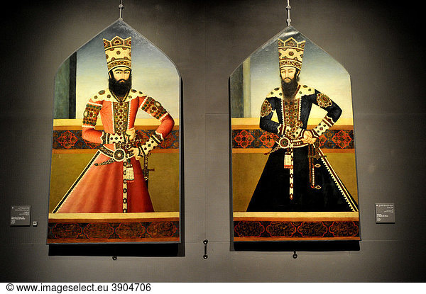 Ausstellungsstück Portrait Sultan Hasan al-Sultani und Scheich Ali MIZRA  Museum of Islamic Art  Corniche  Doha  Katar  Qatar  Persischer Golf  Naher Osten  Asien