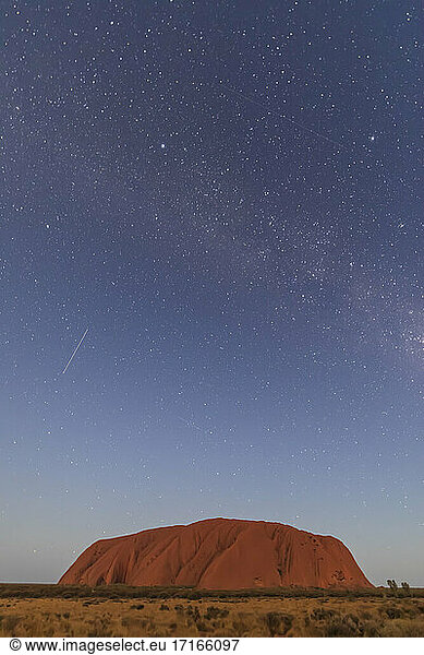 Australia  Northern Territory  Starry sky over Uluru (Ayers Rock) at dusk