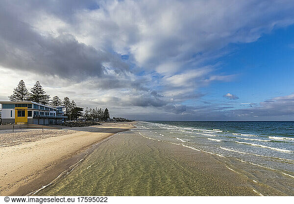 Australia  South Australia  Adelaide  Clouds over empty Henley Beach