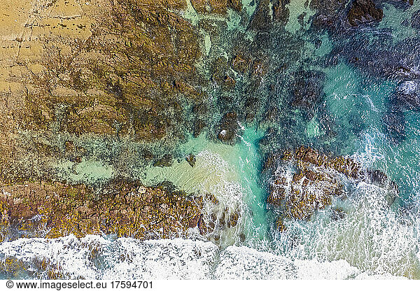 Australia  Victoria  Aerial view of rugged coastline along Great Ocean Road
