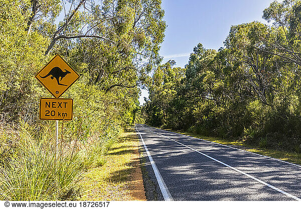 Australia  Victoria  Kangaroo crossing sign along Northern Grampians Road