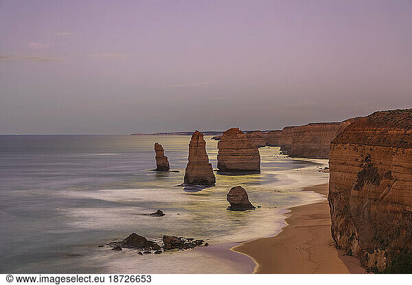 Australia  Victoria  Long exposure of Twelve Apostles in Port Campbell National Park at dawn