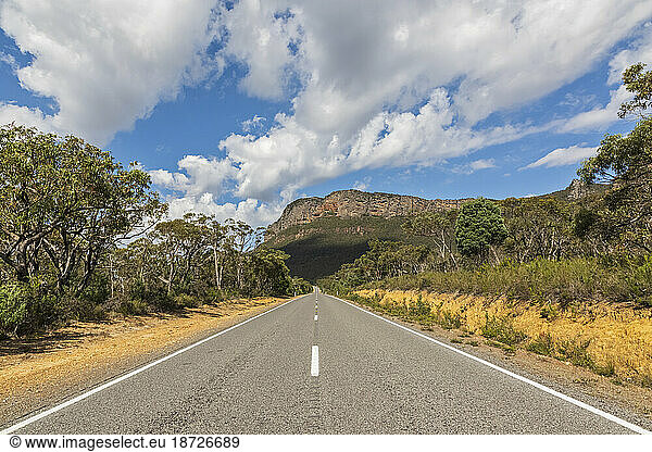 Australia  Victoria  Stretch of Northern Grampians Road with mountain in background