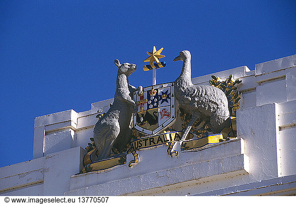Australisches Wappen  Altes Parlamentsgebäude Canberra  Australisches Hauptstadtterritorium  Australien