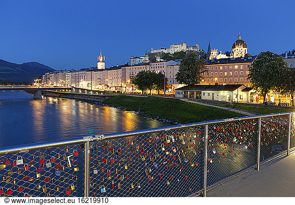 Austria,  Salzburg,  Love locks at River Salzach