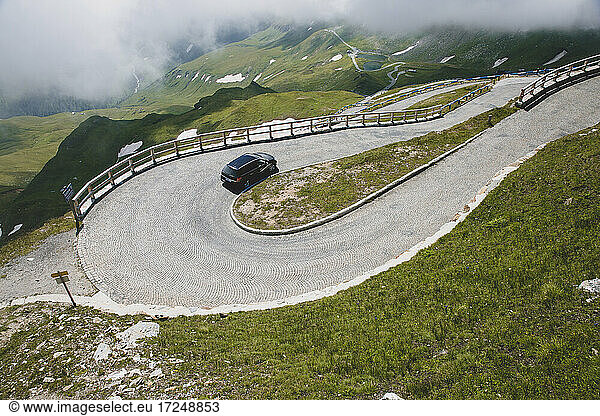 Austria  Carinthia  High angle view of car on Grossglockner High Alpine Road