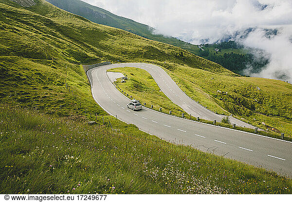 Austria  Carinthia  High angle view of car on Grossglockner High Alpine Road