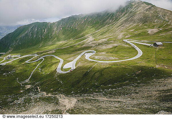 Austria  Carinthia  High angle view of winding Grossglockner High Alpine Road