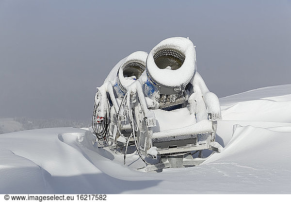 Austria  Carinthia  Snow cannon covered with snow