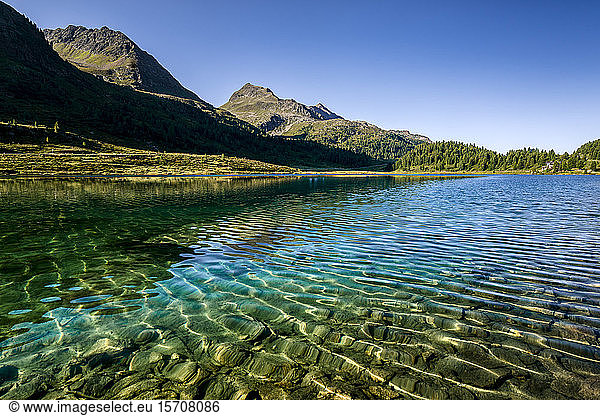 Austria  East Tyrol  Clear transparent lake in Defereggen Valley