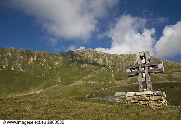 Austria  Großglockner  High Alpine road  Wooden cross