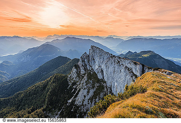 Austria  Hollengebirge  Schafberg at sunrise