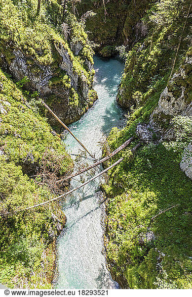 Austria  Leutascher Ache river flowing through Leutasch Gorge