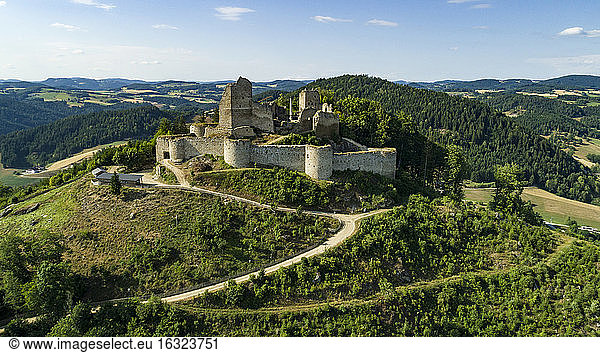 Austria  Muehlviertel  view to Ruttenstein Castle Ruin