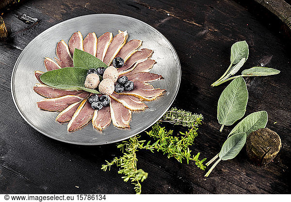 Austria  Plate of sliced goose meat
