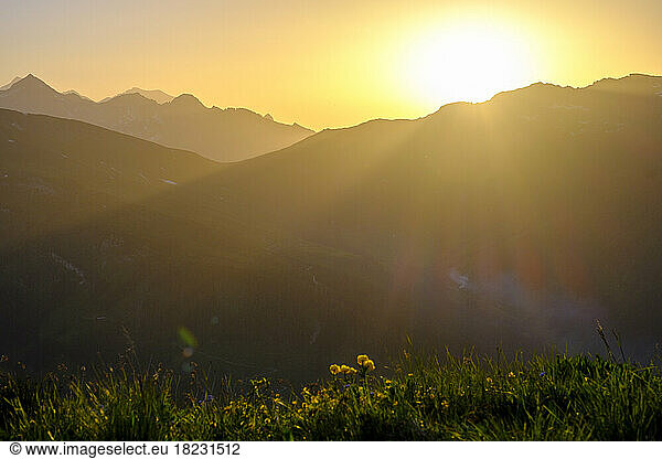 Austria  Salzburg  Bad Gastein  Stubnerkogel mountain at sunset