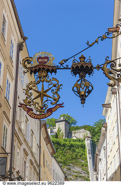 Austria  Salzburg  old town  Getreidegasse  historical sign