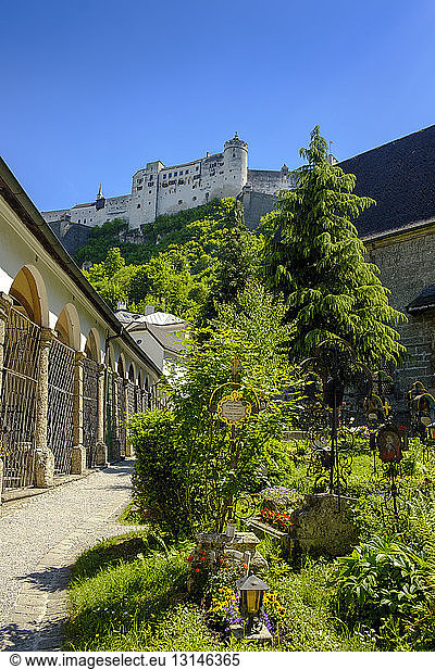Austria  Salzburg State  Salzburg  Hohensalzburg Fortress and St. Peter's Cemetery