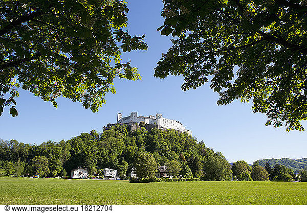 Austria  Salzburg  View of Hohensalzburg castle