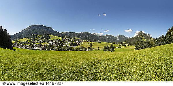 Austria  Styria  Ausseerland  Tauplitz with view to Tauplitzalm
