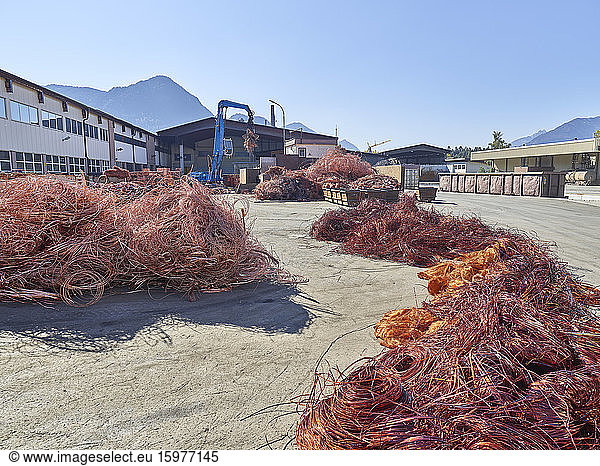 Austria  Tyrol  Brixlegg  Electronic copper wires being recycled in junkyard