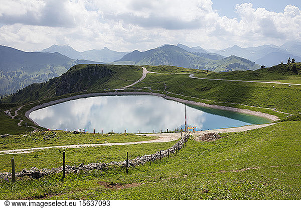 Austria  Tyrol  KitzbuhelerÂ Alps  Kitzbuheler Horn  mountain lake