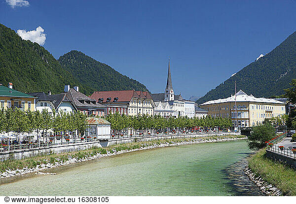Austria  Upper Austria  Bad Ischl  Townscape with River Traun