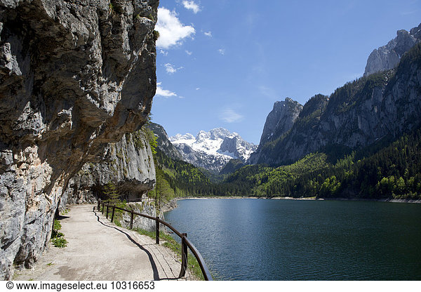 Austria  Upper Austria  Lake Vorderer Gosausee with Dachstein Mountains