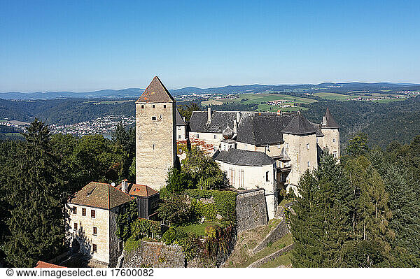 Austria  Upper Austria  Vichtenstein  Drone view of Burg Vichtenstein