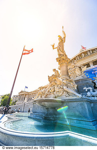 Austria  Vienna  Pallas Athena fountain in front of Parliament building