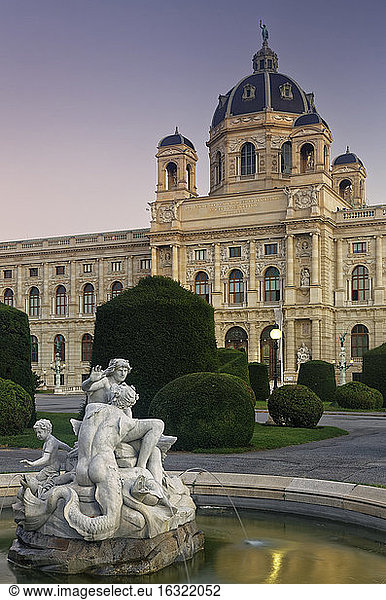 Austria  Vienna  view to Museum of Natural History at twilight