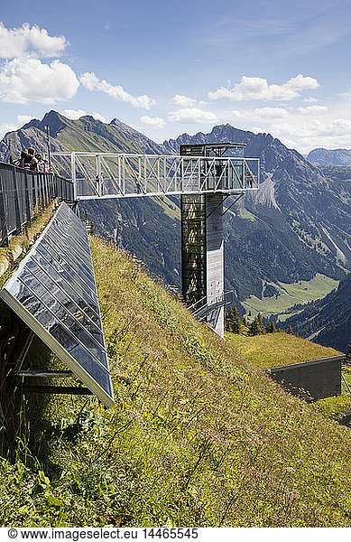 Austria  Vorarlberg  Allgaeu Alps  Kleinwalser Valley  Walmendinger Horn  observation deck