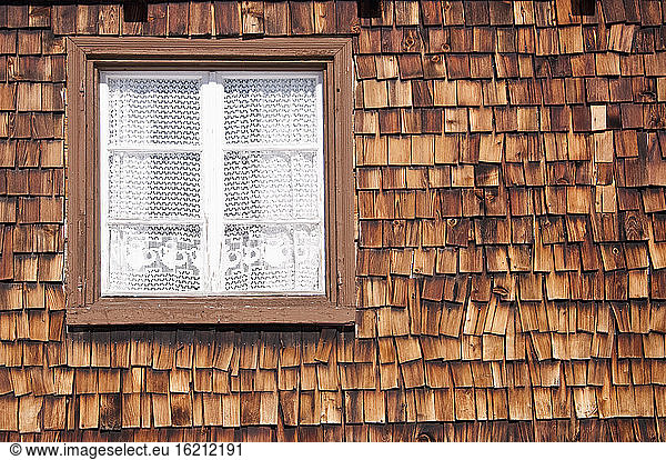Austria  Window of alpine hut  close up
