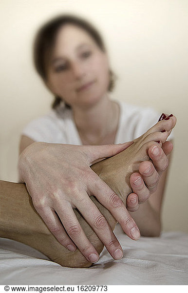 Austria  Woman getting foot massage