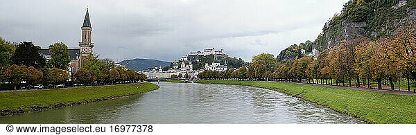 Austrian city of salzburg cityscape