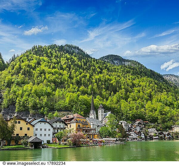 Austrian tourist destination Hallstatt village on Hallstatter See in Austrian alps. Salzkammergut region  Austria  Europe