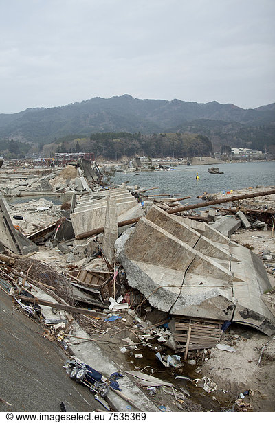 Auswirkungen des Tsunami in der Stadt Yamada