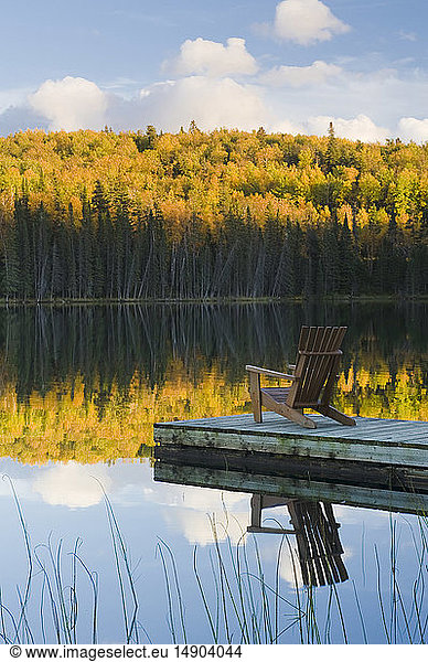 Autumn colours at Glad Lake  Duck Mountain Provincial Park; Manitoba  Canada
