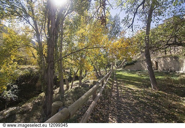 Autumn in Rubielos de Mora village Teruel  Aragon  Spain.