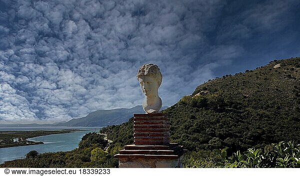 Büste des Apollo  Venezianische Burg  antike Stadt Butrint  Nationalpark Butrint  Saranda  Albanien  Europa
