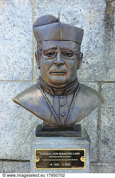 Büste des Cardinal Dom Sebastiao Leme  am Cristo Redentor  Berg Corcovado  Rio de Janeiro