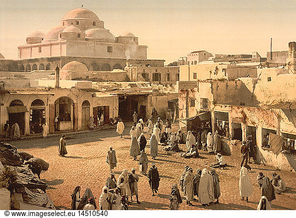 Bab Suika-Suker Square  Tunis  Tunisia  Photochrome Print  Detroit Publishing Company  1900